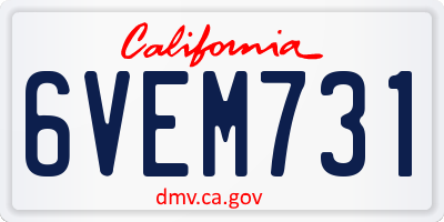 CA license plate 6VEM731