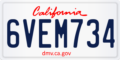 CA license plate 6VEM734