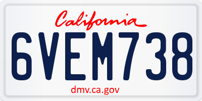 CA license plate 6VEM738