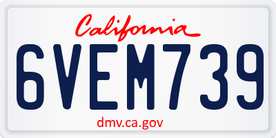 CA license plate 6VEM739