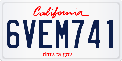 CA license plate 6VEM741