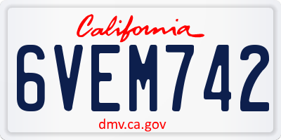 CA license plate 6VEM742