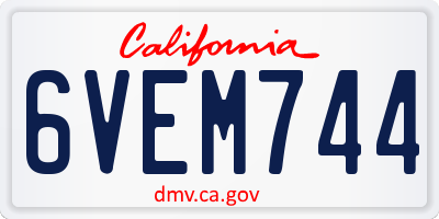 CA license plate 6VEM744