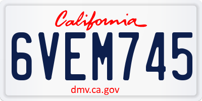 CA license plate 6VEM745
