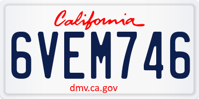 CA license plate 6VEM746
