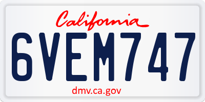 CA license plate 6VEM747