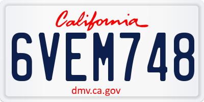 CA license plate 6VEM748