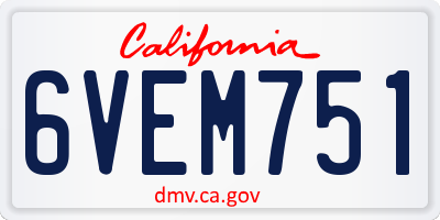 CA license plate 6VEM751