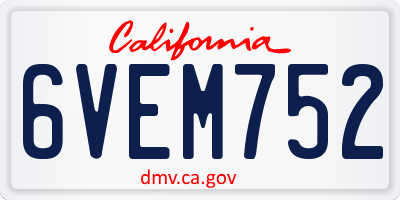 CA license plate 6VEM752