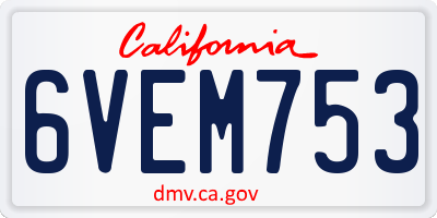 CA license plate 6VEM753