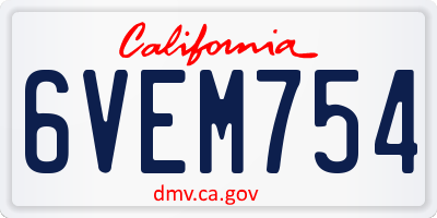 CA license plate 6VEM754