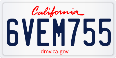 CA license plate 6VEM755