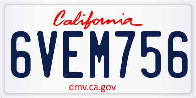 CA license plate 6VEM756