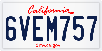 CA license plate 6VEM757