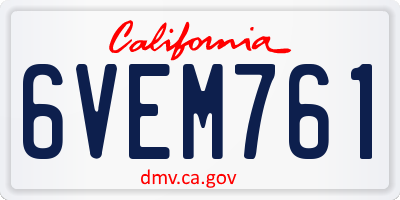 CA license plate 6VEM761