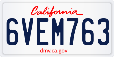 CA license plate 6VEM763