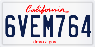 CA license plate 6VEM764