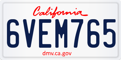CA license plate 6VEM765