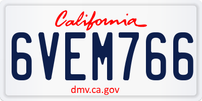 CA license plate 6VEM766