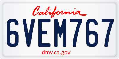 CA license plate 6VEM767
