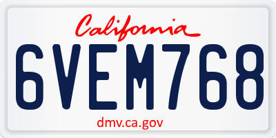 CA license plate 6VEM768