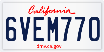 CA license plate 6VEM770