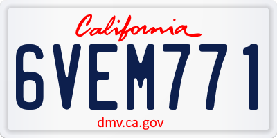 CA license plate 6VEM771