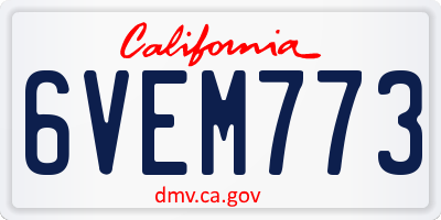 CA license plate 6VEM773