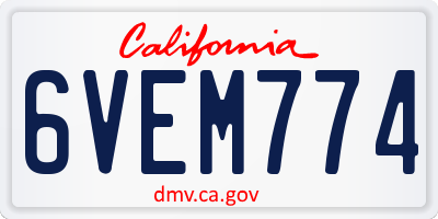 CA license plate 6VEM774