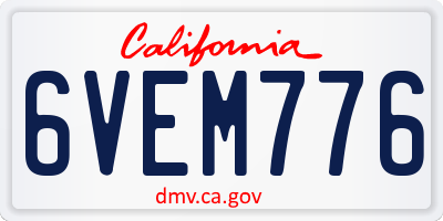 CA license plate 6VEM776