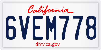 CA license plate 6VEM778