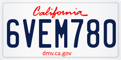CA license plate 6VEM780