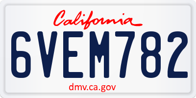 CA license plate 6VEM782