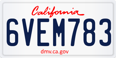 CA license plate 6VEM783