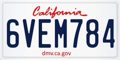 CA license plate 6VEM784
