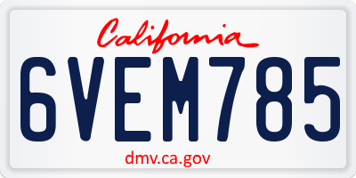 CA license plate 6VEM785
