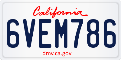 CA license plate 6VEM786