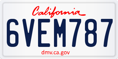 CA license plate 6VEM787