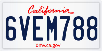 CA license plate 6VEM788