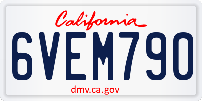 CA license plate 6VEM790