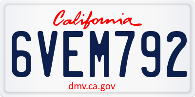 CA license plate 6VEM792
