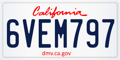 CA license plate 6VEM797