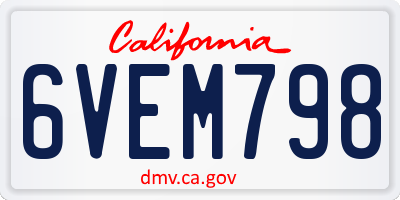CA license plate 6VEM798