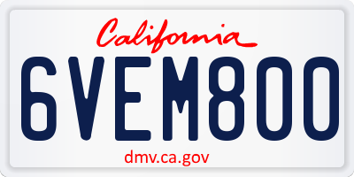 CA license plate 6VEM800