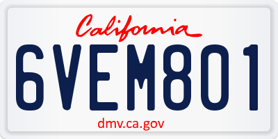 CA license plate 6VEM801