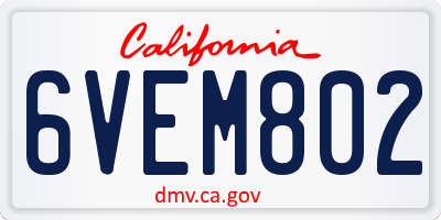 CA license plate 6VEM802