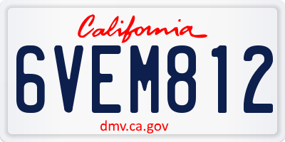 CA license plate 6VEM812