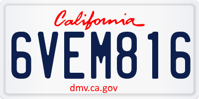 CA license plate 6VEM816