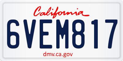 CA license plate 6VEM817