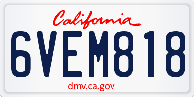 CA license plate 6VEM818